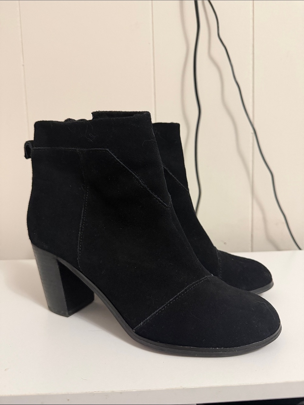 Toms Black Suede Ankle Boots - Women's Stylish Block Heel